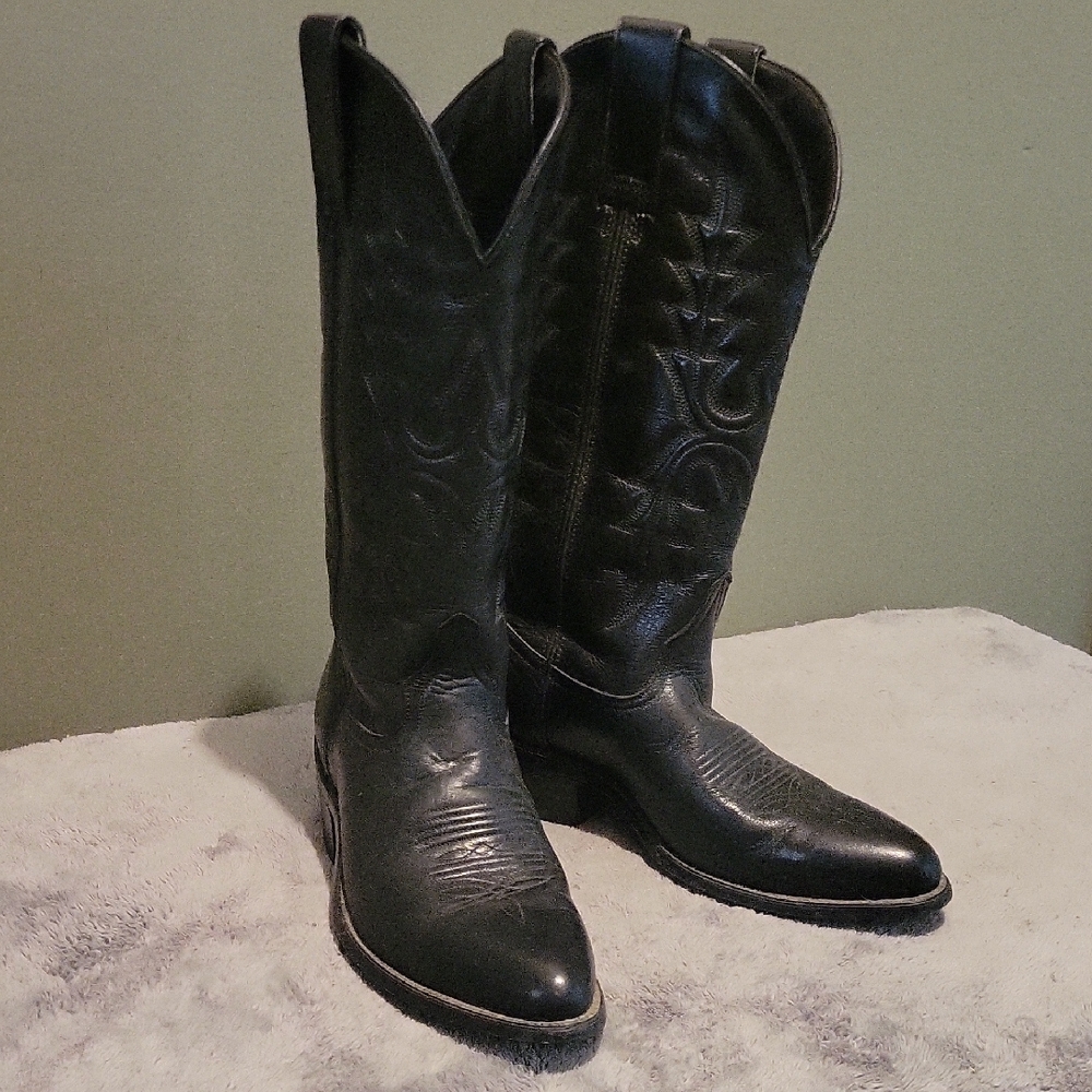 Womens Black Leather Cowboy Boots